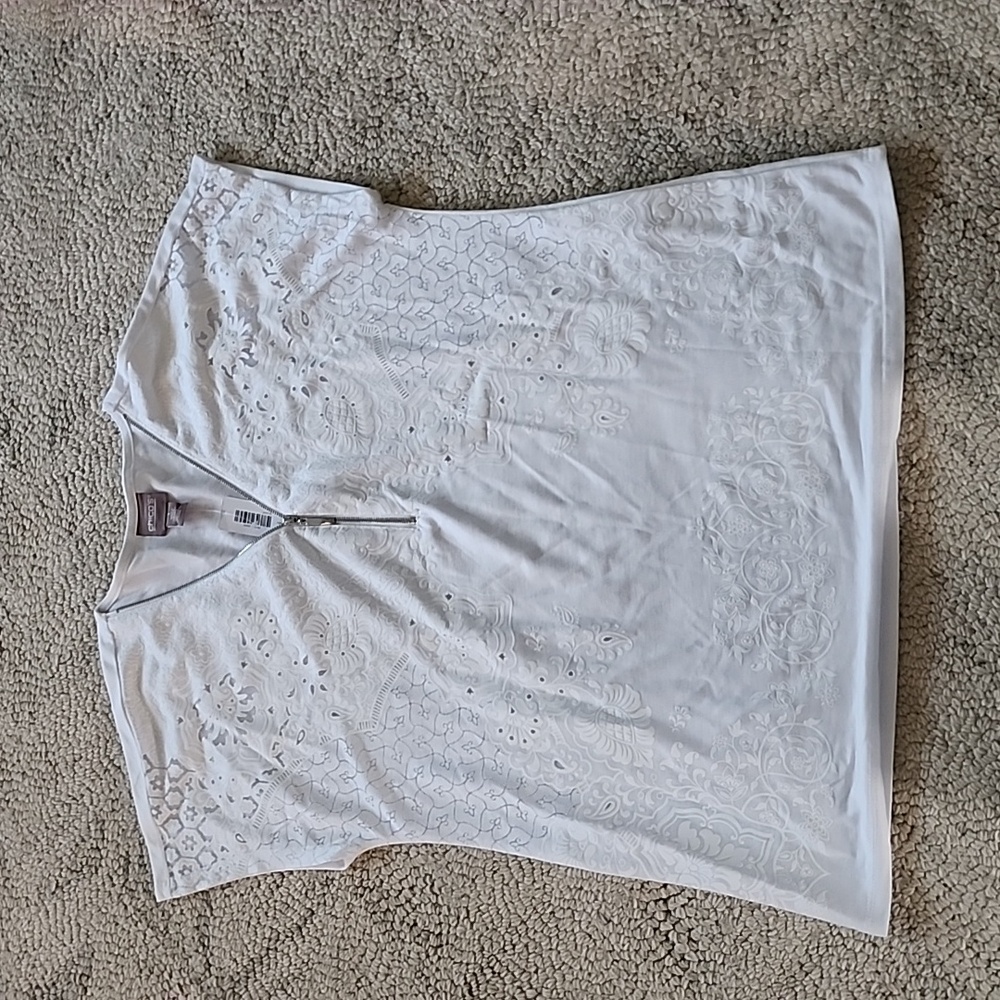 NWT Chicos White Lace Zip Top